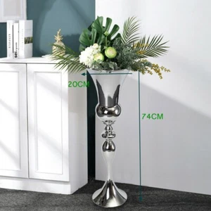 74CM Moderne Bodenvase Große Blumenvase Metall Vase Silber Home Dekoration DE - Bild 1 von 8