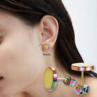 Women Men Kids Surgical Stainless Steel 8mm Stud Earrings Rainbow Plated Jewelry