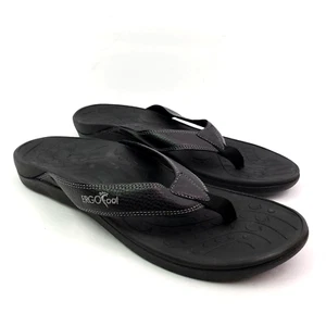 ERGOfoot Ortho Mens Size 12 Black Slip On Arch Support Thong Flip Flop Sandals - Picture 1 of 11