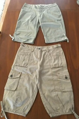 BOO RADLEY 2 x (Two) New Pairs Beige Cotton Summer Shorts Knickerbocker Pants S - Bild 1 von 4