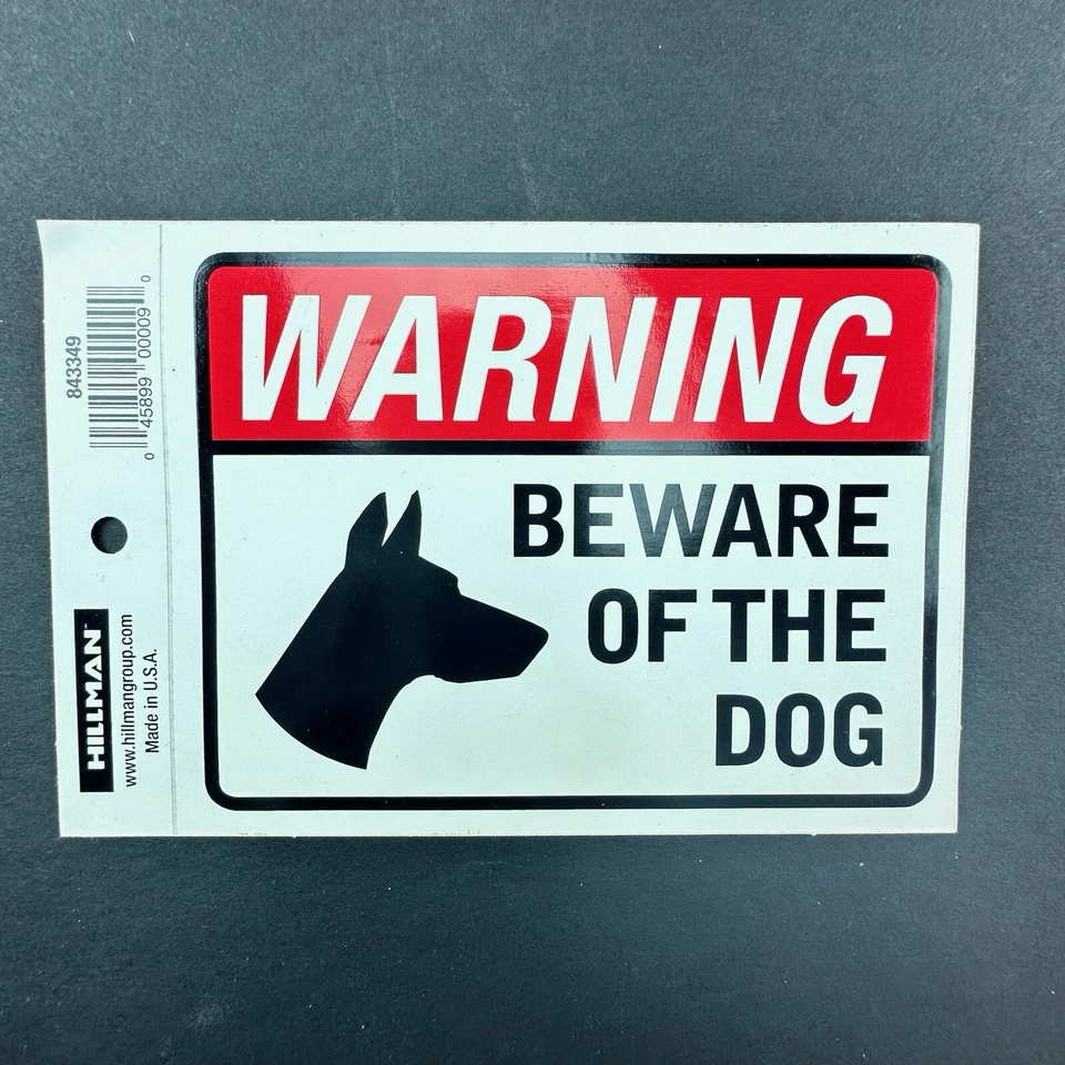 Hillman 843349 Black/White Vinyl English Beware Decal 4 H x 6 W in. - Image 1 of 4