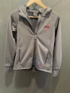Spyder Jacke Größe Small Ohio State Taschen Kapuze Daumenlöcher grau Damen Mantel Reißverschluss - Bild 1 von 9