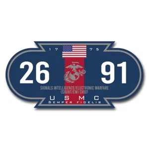 USMC 2691 MOS Decal - Semper Fidelis Decal - Marine Corps Blood Stripe 3" Decal - Picture 1 of 1