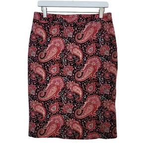 Talbots Petite Paisley Pencil Midi Skirt Sz 12P Career Wear Black Pink NEW - Picture 1 of 11