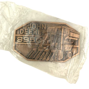Vintage John Deere 9950 Copper Tone Metal Belt Buckle December 1985 New - Picture 1 of 3