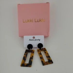 Lukki Lukki Acrylic Tortoiseshell Stud Earrings - Brown - New - Picture 1 of 8