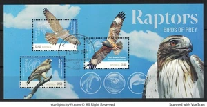 AUSTRALIA 2025 RAPTORS BIRDS OF PREY SOUVENIR SHEET OF 3 STAMPS IN FINE USED - Picture 1 of 7