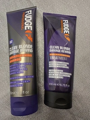 2x FUDGE PROFESSIONAL CLEAN BLONDE VIOLET TONING SHAMPOO & TREATMENT FULL SIZES - image 1 of 2