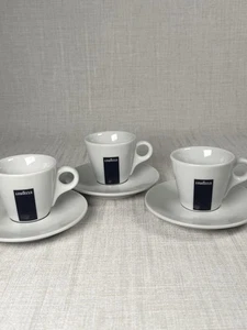 Espresso Lavazza Italy Cup & Saucer Porcelain 2oz Blue Set of 3 - Picture 1 of 4