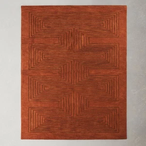 Orlie Geometric Handmade Tufted Wool Copper Area Rugs for Kids, Rugs for Dinning - Picture 1 of 10