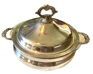 Cazuela cubierta plateada Leonard con Pyrex 3 cuartos Plato de cristal vintage EE. UU. - Imagen 1 de 7