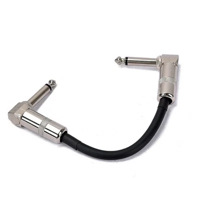 Cable de conexión de instrumento 1/4" plateado enchufe ángulo recto negro PVC chaqueta plateada Foto 1 de 4