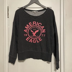 AMERICAN EAGLE Graphic Logo Black Pullover Sweatshirt Women's Size Large - Picture 1 of 3