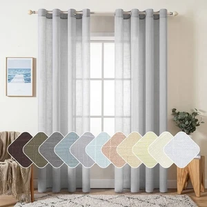  2 Panels Natural Linen Semi Sheer Window 52"W x 72"L (Pack of 2) Light Grey - Picture 1 of 7