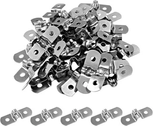 Hordion 50Pcs M5 Two Hole Strap U Bracket, Rigid Pipe M5, Silver - Picture 1 of 5