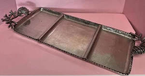 Bandeja Mud Pie Seashell Silvertone 20” largo rectangular hecha en India - Imagen 1 de 11