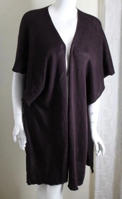 Cardigã longo Eskandar O/S DEEP RICH PURPLE malha de linho 36" suéter colete 1X 2X 3X - Imagem 1 de 4