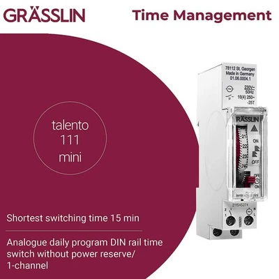 Zeitschaltuhr Schaltuhr Tagesschaltuhr 01.06.0004.1 talento 111 mini - analog - Bild 1 von 4