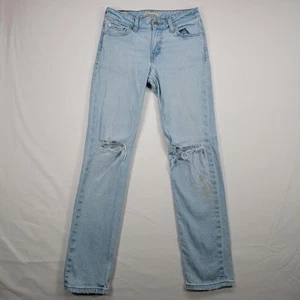 Levi's Premium Jeans Womens 25x31 Light Wash Blue Low Pitch Straight Distressed - Picture 1 of 21