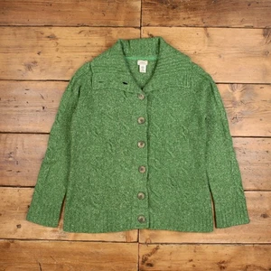 Vintage L.L. Bean Cardigan XL Cable Knit Womens Collared Green - Picture 1 of 7