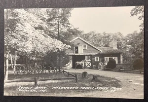 Saddle Barn McCormick’s Creek State Park Spencer Indiana RPPC 1948 LL Cook N-97 - Imagen 1 de 2