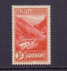 ANDORRA (FR) 1938 1f VERMILION LMM KAT £50 - Bild 1 von 2