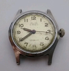 1940's Alsta Stainless 31mm Case Swiss Wrist Watch AS 1187 Movement To Restore  - Picture 1 of 7