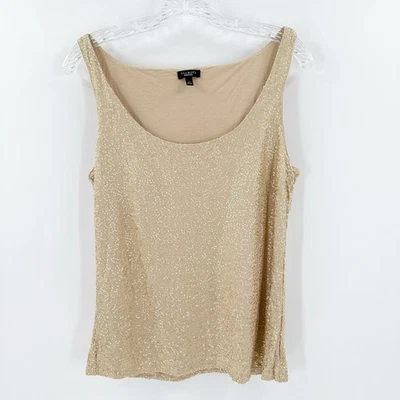 Talbots Tan Scoop Neck Sleeveless Pullover Sequin Tank Top Women's Size Large  - Image 1 of 4