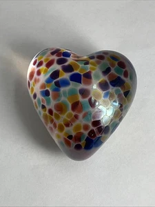 Arte pisapapeles iridiscente corazón vidrio soplado a mano firmado por Robert Held de colección - Imagen 1 de 8