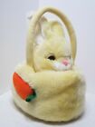 VINTAGE SUPER SOFT PLUSH YELLOW BUNNY RABBIT EASTER BASKET JCP 9" X 12" HOLIDAY