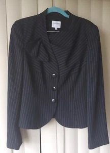 Stylish Armani Collezioni Women Black Pinstripe Blazer Jacket size 8. Good Cond - Picture 1 of 5