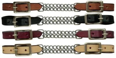 CURB CHAIN Horse Size Leather Curb with Double Chain Adjustable 7.5" - 9.5"