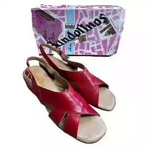 Red Leather Bandolinos Vintage Sandals size 10 - Picture 1 of 9