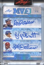 2023 George Brett Mike Schmidt Rod Carew Leaf Superlative AUTO MV3 TRIPLE 5/6