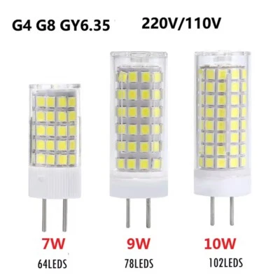 1x 10W 9W 7W LED Mais Glühbirne G8 GY6,35 G4 Bi-Pin Sockel für Schrankleuchten - Bild 1 von 4