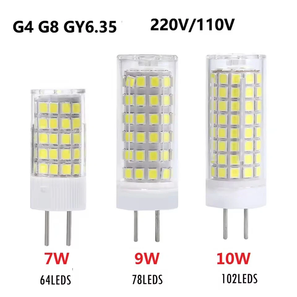 1x 10W 9W 7W LED Mais Glühbirne G8 GY6,35 G4 Bi-Pin Sockel für Schrankleuchten - Bild 1 von 4