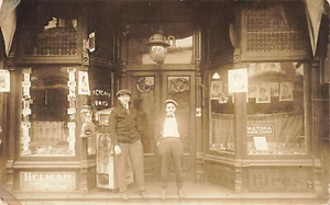 Tobacco Shop Popcorn Machine Havana Cigars Owner & Son Real Photo Postcard - Picture 1 of 2