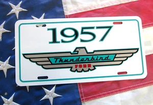 1957 Ford THUNDERBIRD White License plate car tag 57 CLASSIC BABY BIRD T-bird - Picture 1 of 2