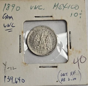 1890 Ca M Mexico 10 Centavos Chihuahua Silver RARE !! CHBU+ - Picture 1 of 4