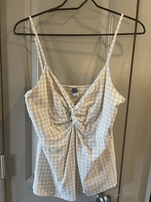 Старый темно-синий без рукавов Cami Twist спереди Майка белый и желтовато-коричневый цвет Summer размер M - Изображение 1 из 4