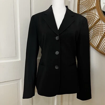 Lafayette 148 Blazer Women’s Size 6 Black Virgin Wool Quiet Luxury Minimalist - Image 1 of 4