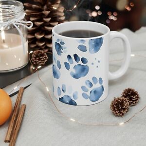 Custom Dog Paw Print Ceramic Mug 11oz Gifts for Him Her Gift Sale