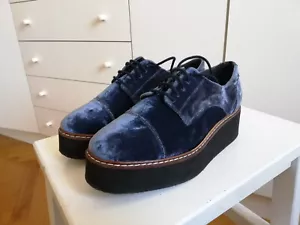 Creeper Shoes Carvela Kurt Geiger Blue Velvet 37 UK4 US6 Platform Plateau - Bild 1 von 9