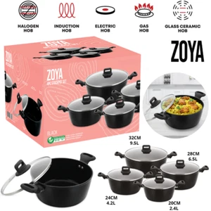 Cazuela de inducción fundida a presión antiadherente de 4 piezas olla de cocina utensilios de cocina Reino Unido - Imagen 1 de 12