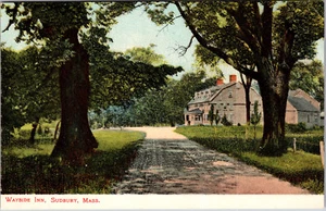 Postal trasera dividida edificio vista exterior Sudbury Massachusetts Wayside Inn - Imagen 1 de 2