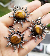3pcs Tiger eye Gems Sun Pendants Chakra Energy Reiki Healing Amulet