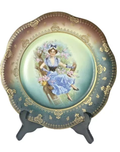 Antique Royal Vienna Beehive Z.S.&Co Bavaria Mignon Woman Hand Painted Plate - Picture 1 of 7