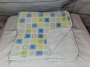 Northpoint Blue Green White Yellow Squares Plush Baby Blanket Lovey - Picture 1 of 10