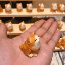 Orange Cat Wooden Figurine Miniature Animal Mini Art Carving Work Home Decor