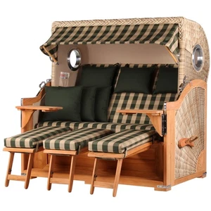 Strandkorb-Set - 3-Sitzer - Königssee Teak - PE shell - Modell 506 - Bild 1 von 11